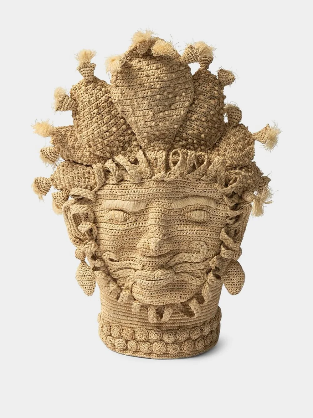 Natural Handcrafted Raffia Sicilian Moor´s Head Vase