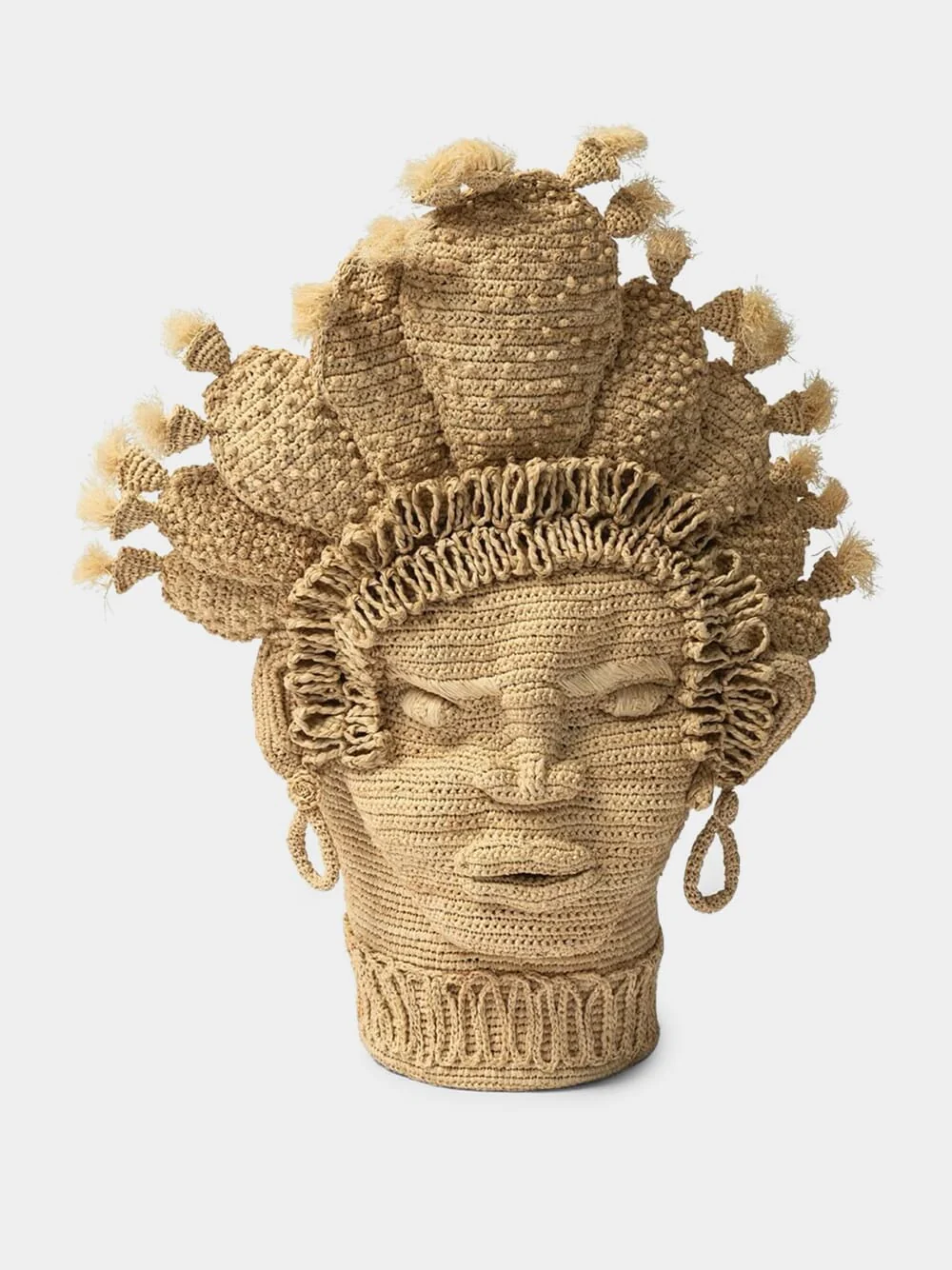 Natural Handcrafted Raffia Sicilian Women Moor´s Head Vase