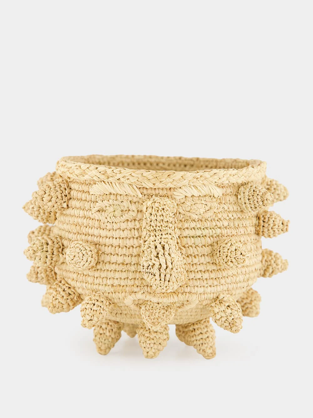 Natural Handcrafted Small Raffia Bowl with Calabrian Face