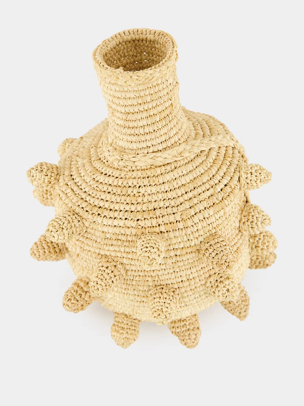 Natural Handcrafted Small Raffia Vase with Calabrian Face - Image 3