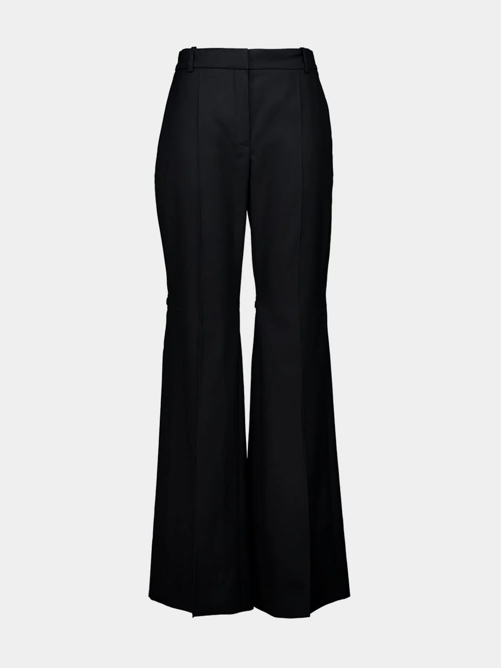 Black Flared Wool Gabardine Trousers