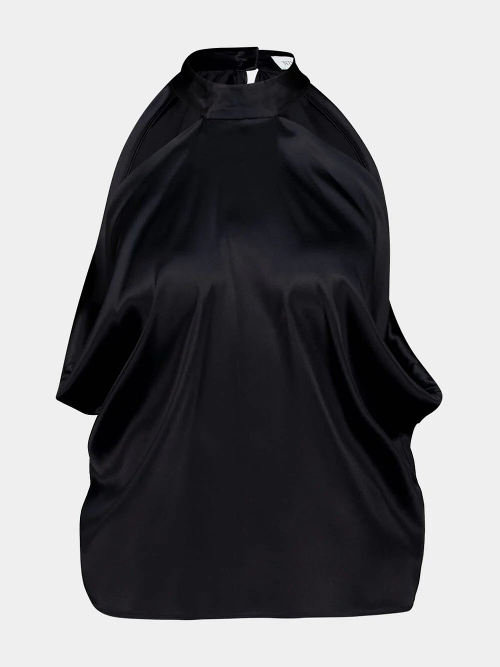 Black Silk Satin Halterneck Top - Image 2