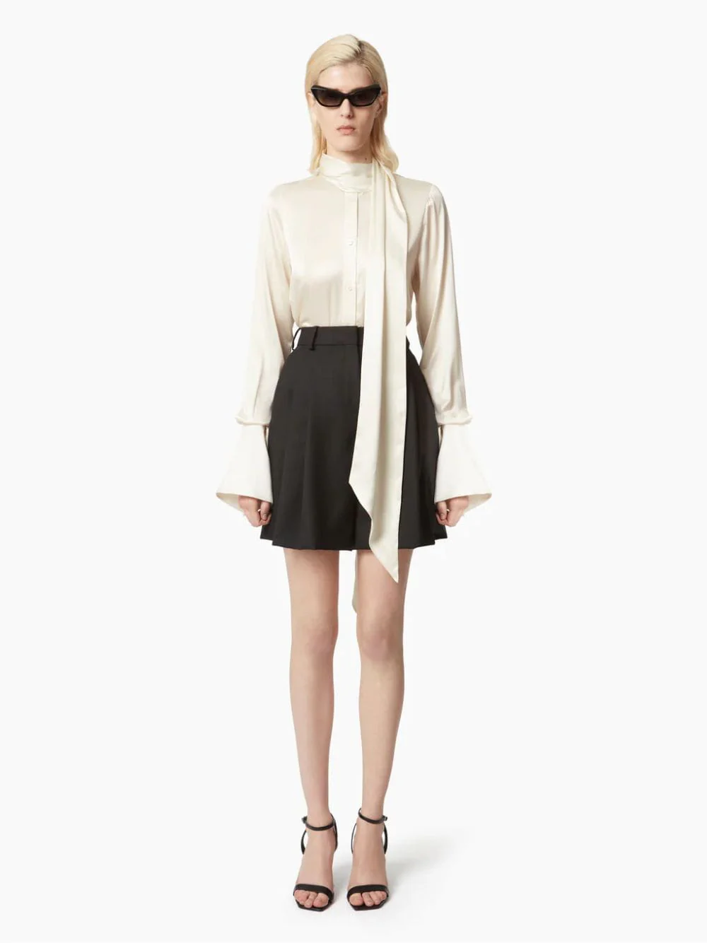 White Satin Lavallière Blouse - Image 2