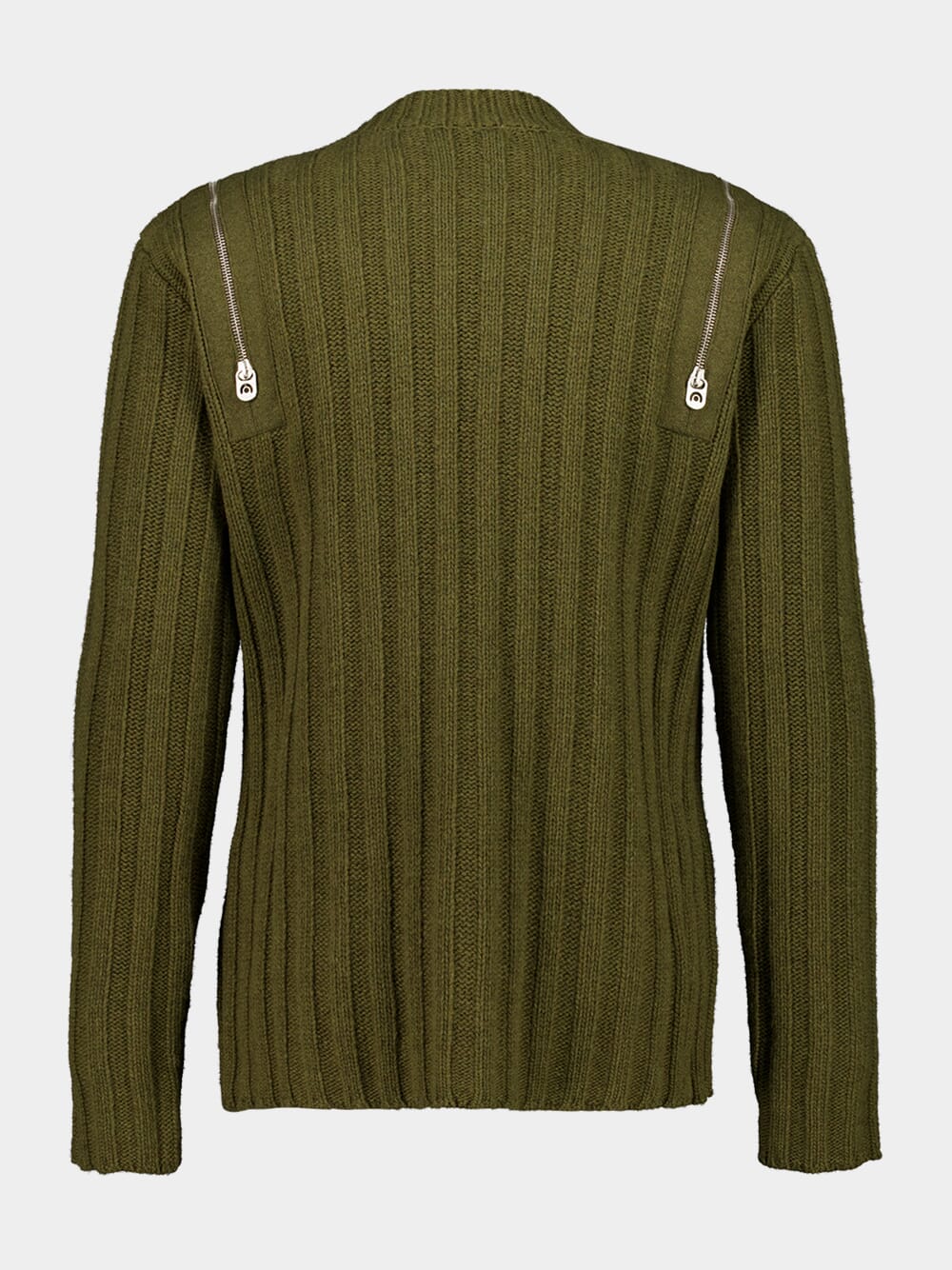 Beech Brown White Ribbed Wool Jumper with Side Zips - Image 2