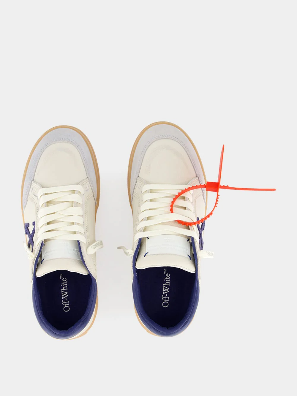 Beige and Blue Vulcanized Low-Top Sneakers - Image 4