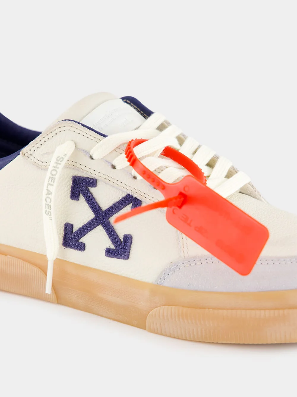 Beige and Blue Vulcanized Low-Top Sneakers - Image 6