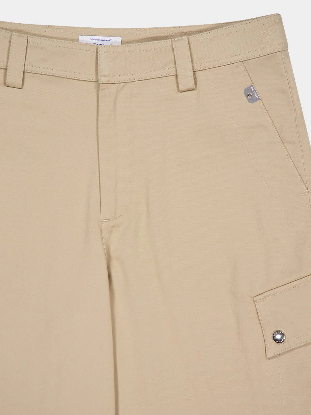 Beige Cotton Cargo Safari Shorts - Image 3