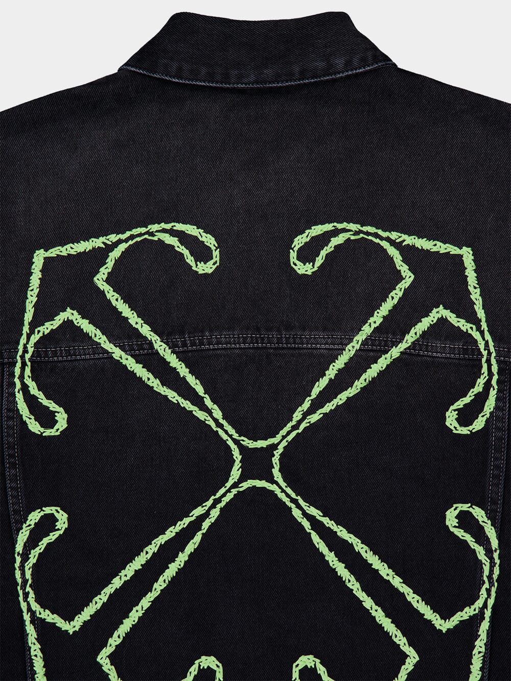 Black Arrow Denim Jacket with Stitch Detailing - Image 10