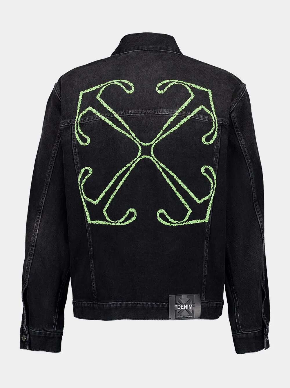 Black Arrow Denim Jacket with Stitch Detailing - Image 2