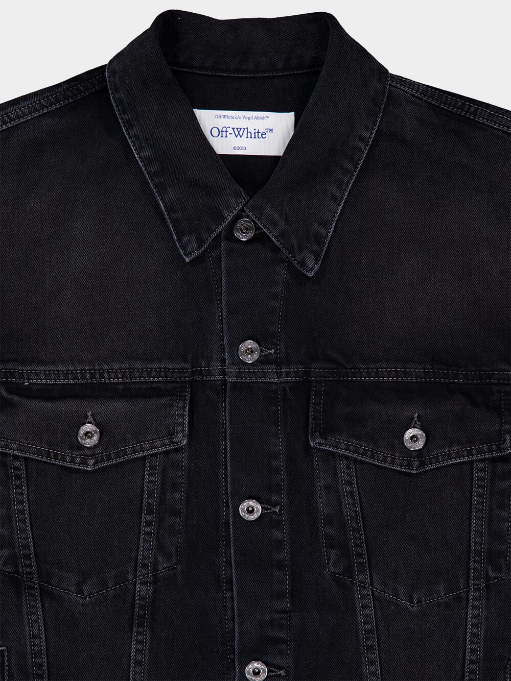 Black Arrow Denim Jacket with Stitch Detailing - Image 3