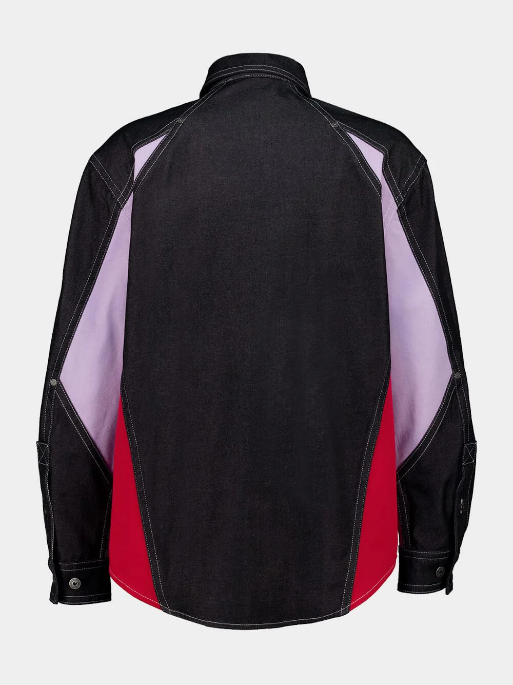 Black Block Denim Button-Up Overshirt - Image 2