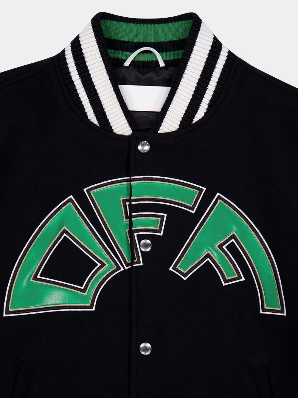 Black Crocodile Wool and Leather Varsity Jacket - Image 5