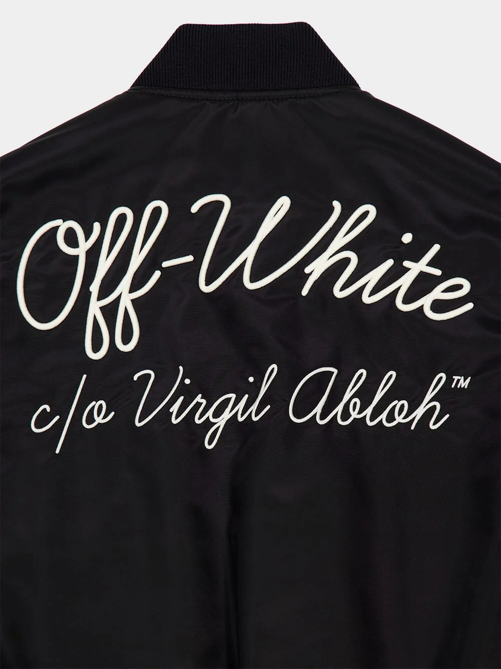 Black Script Varsity Nylon Bomber Jacket - Image 3