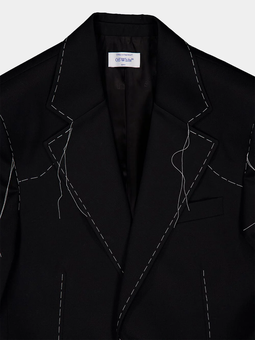 Black Stitch Arrow Wool Blazer - Image 3