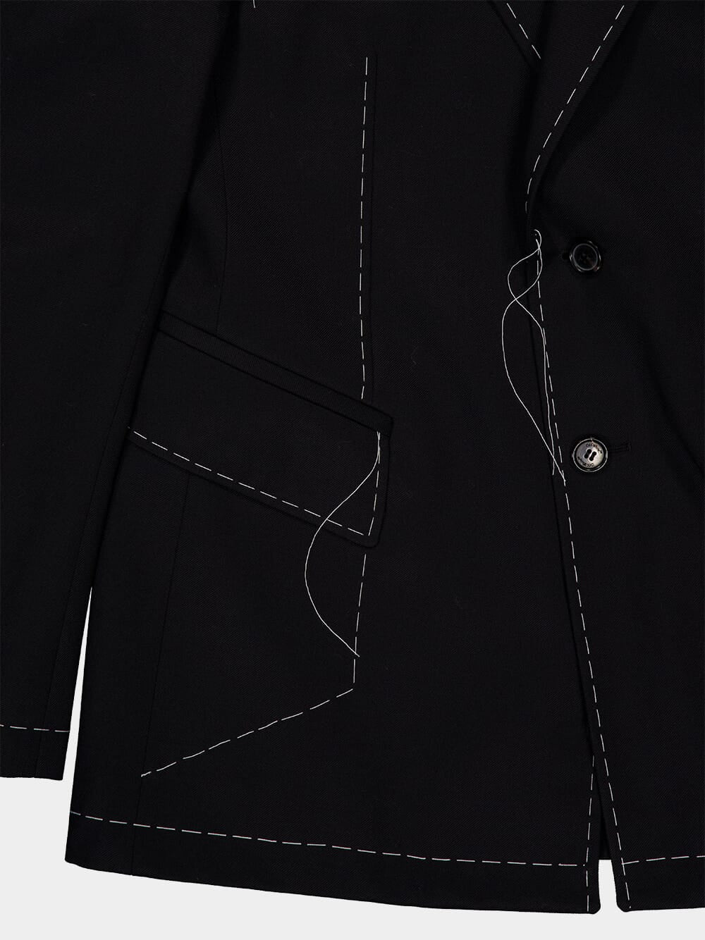 Black Stitch Arrow Wool Blazer - Image 4