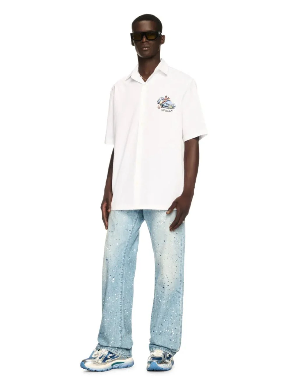 Blue Paint Effect Relaxed-Fit Jeans - Image 8