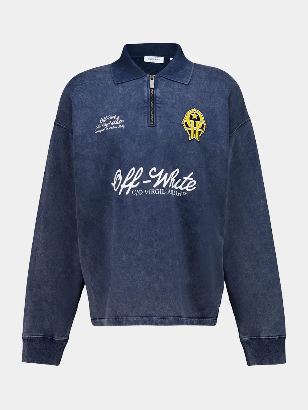Blue Sporty Fleece Cotton Polo