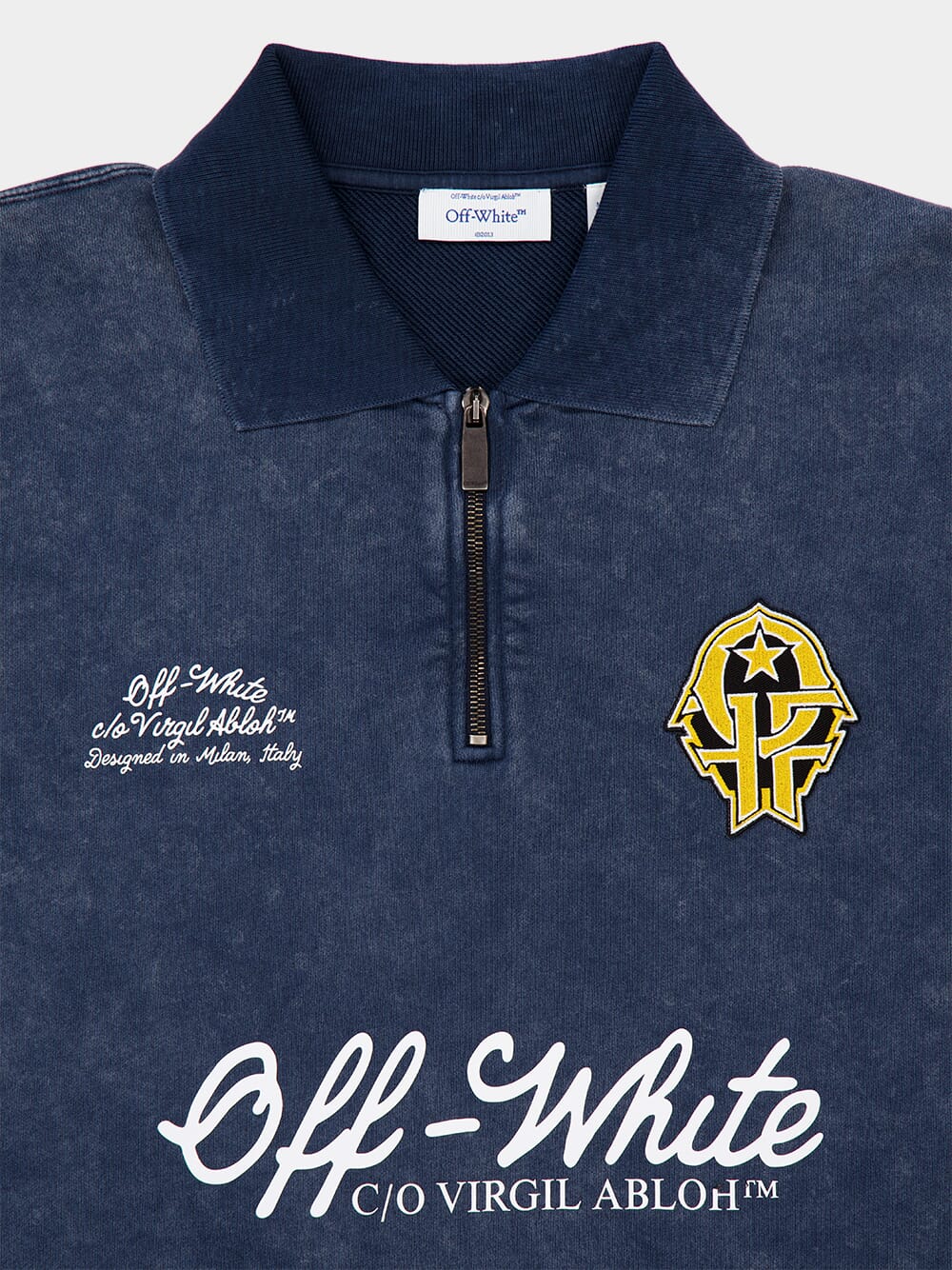 Blue Sporty Fleece Cotton Polo - Image 3