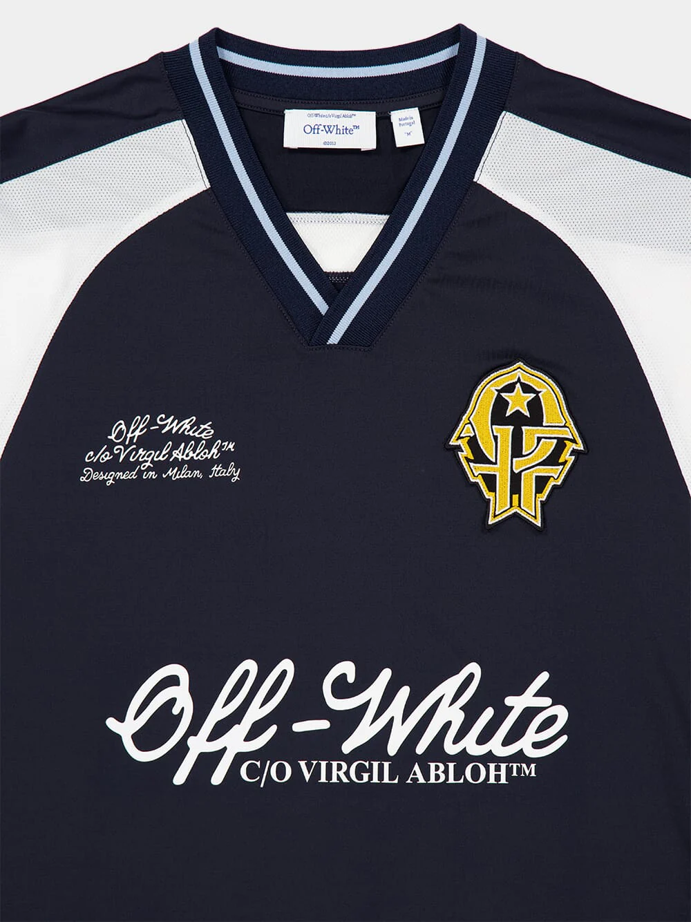Blue T-Shirt V-Neck Soccer Cotton - Image 3