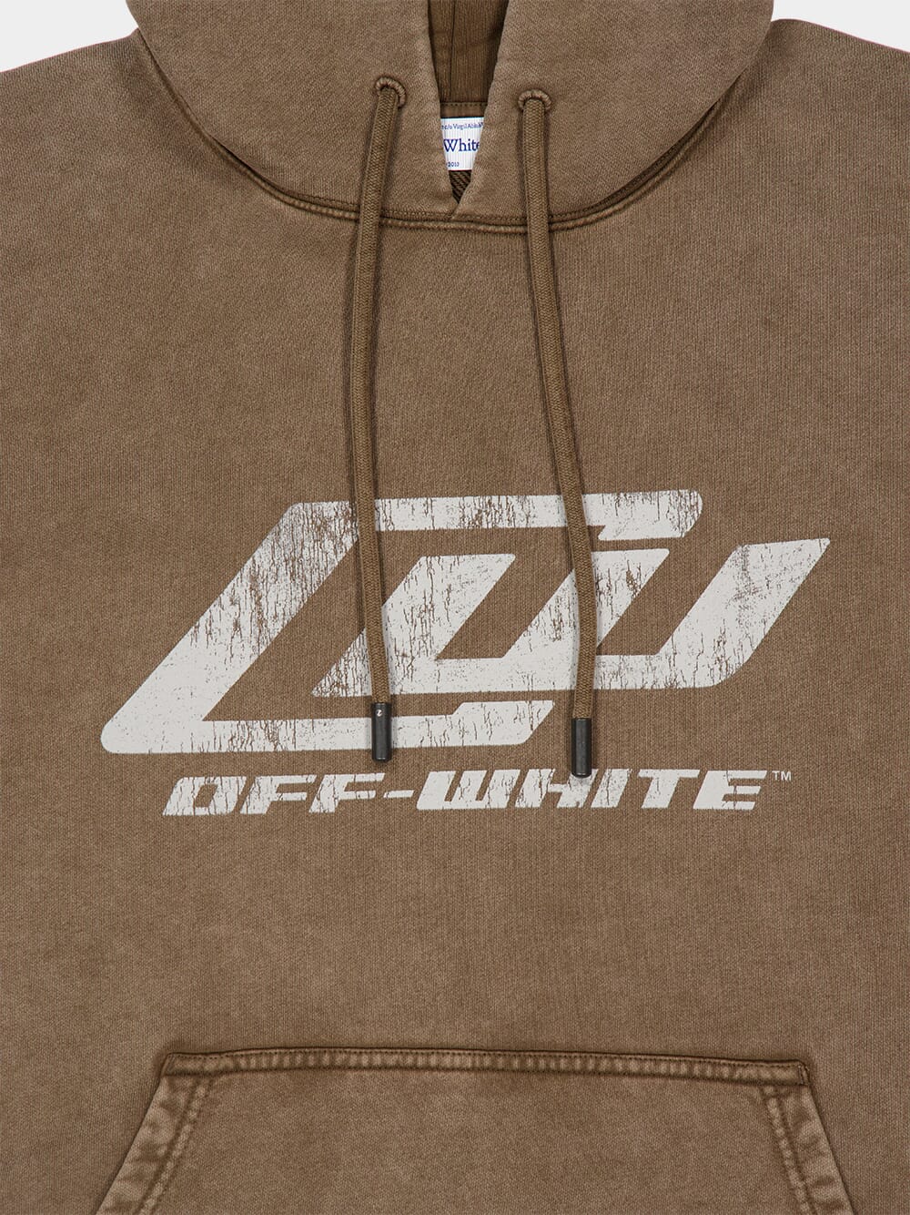 Brown OW Racing Cotton Hooded Sweatshirt - Image 3