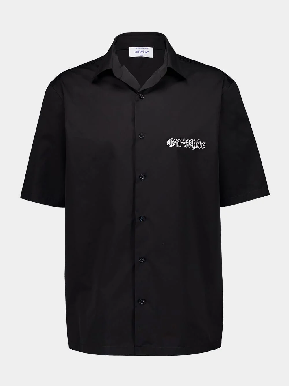 Black Cartoon Print Poplin Bowling Shirt