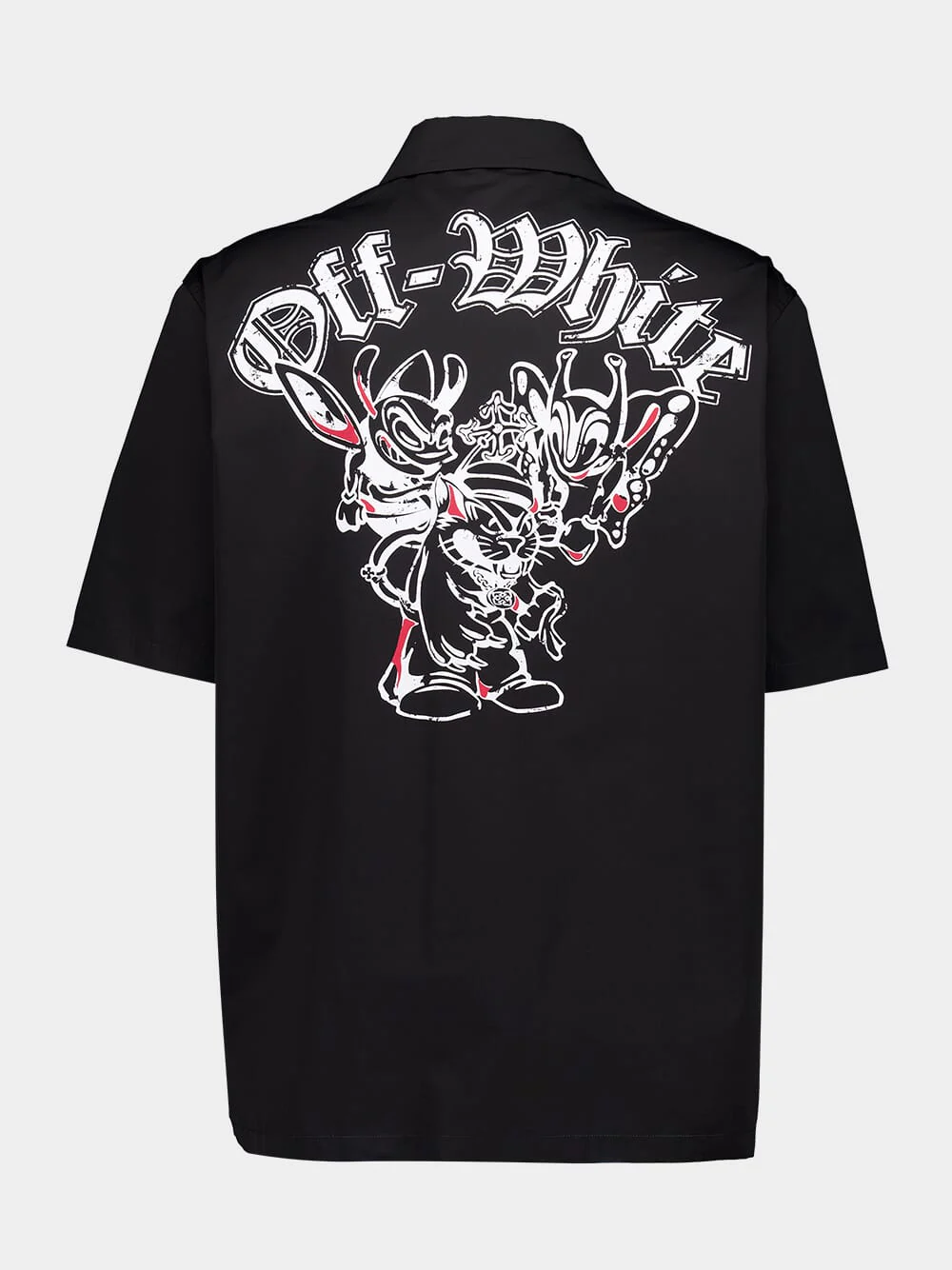 Black Cartoon Print Poplin Bowling Shirt - Image 2