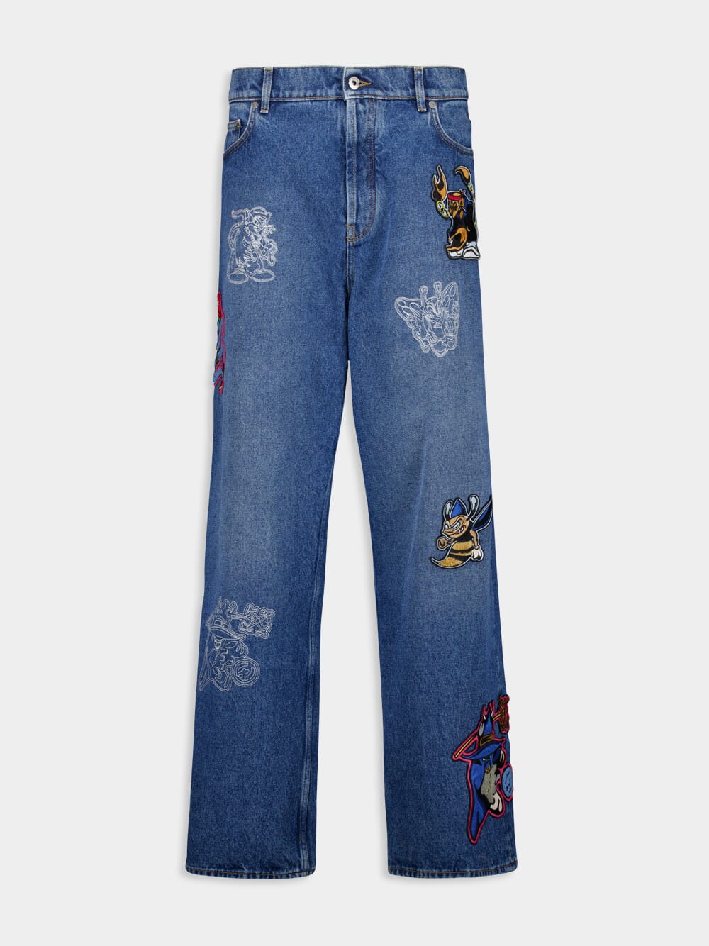 Blue Character Diag Straight Jeans