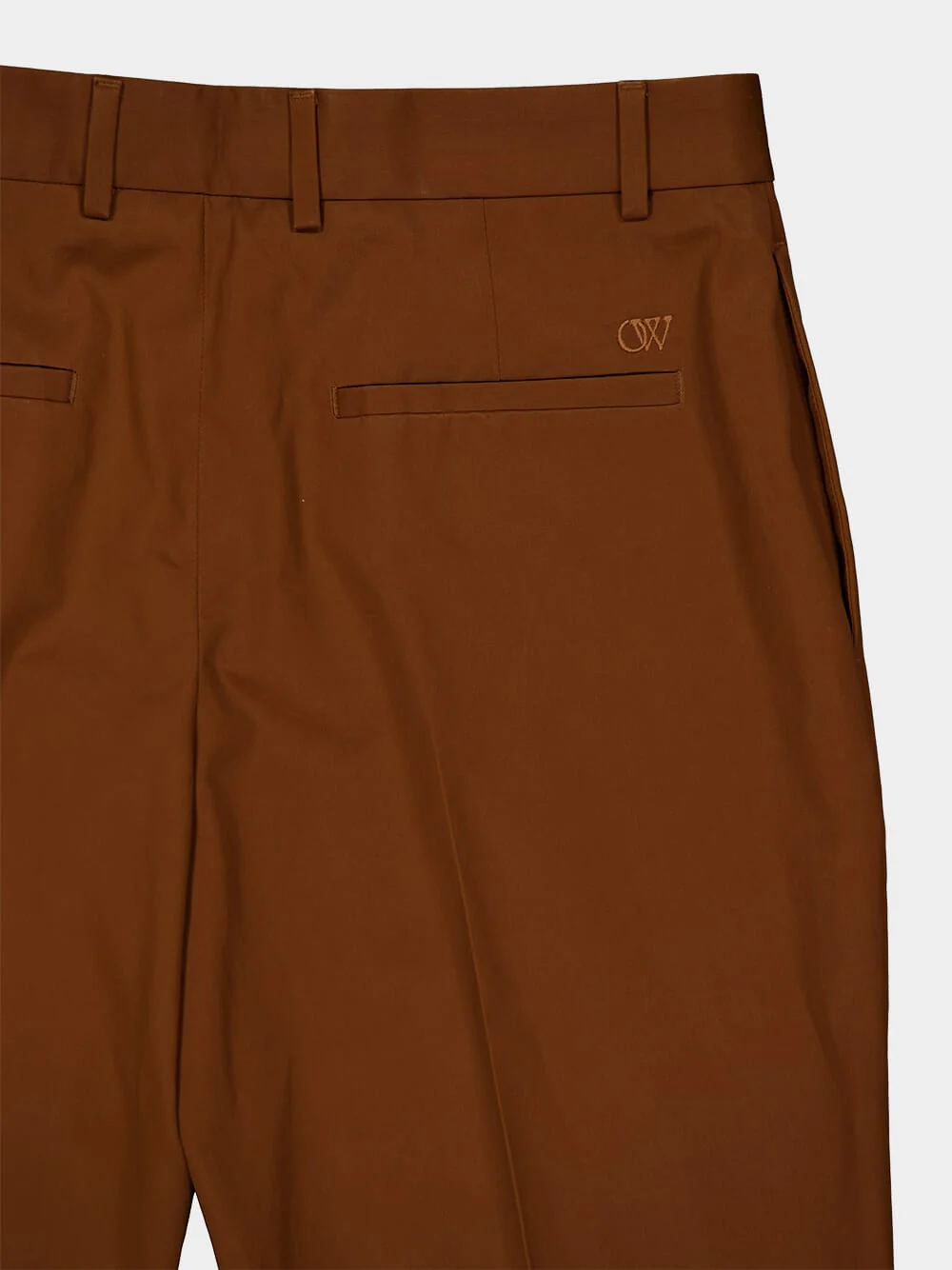 Slim Fit Tobacco Cotton Trousers - Image 4