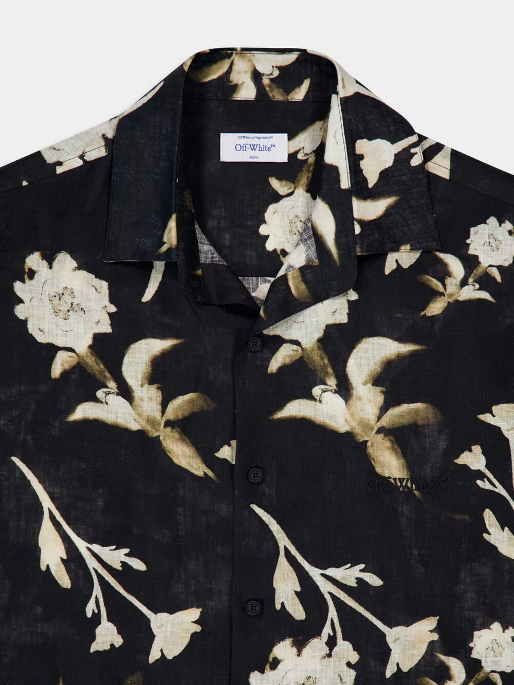 Water Flower Linen Bowling Shirt - Image 3