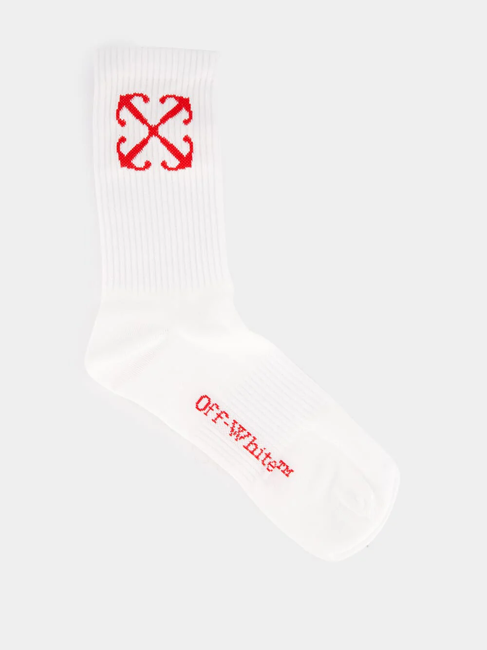 White and Red Cotton Mid-Calf Socks - Image 2
