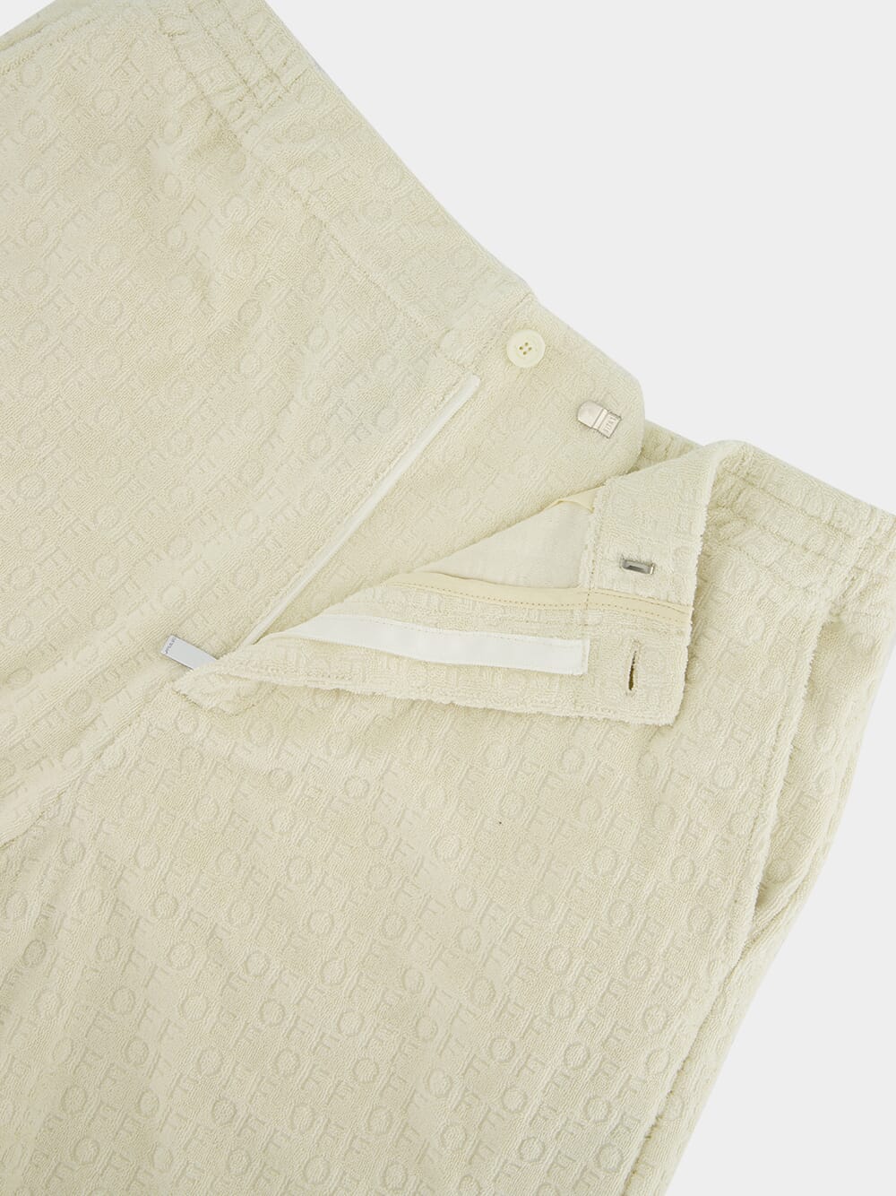 Cream Terry Cotton Bowling Shorts - Image 5