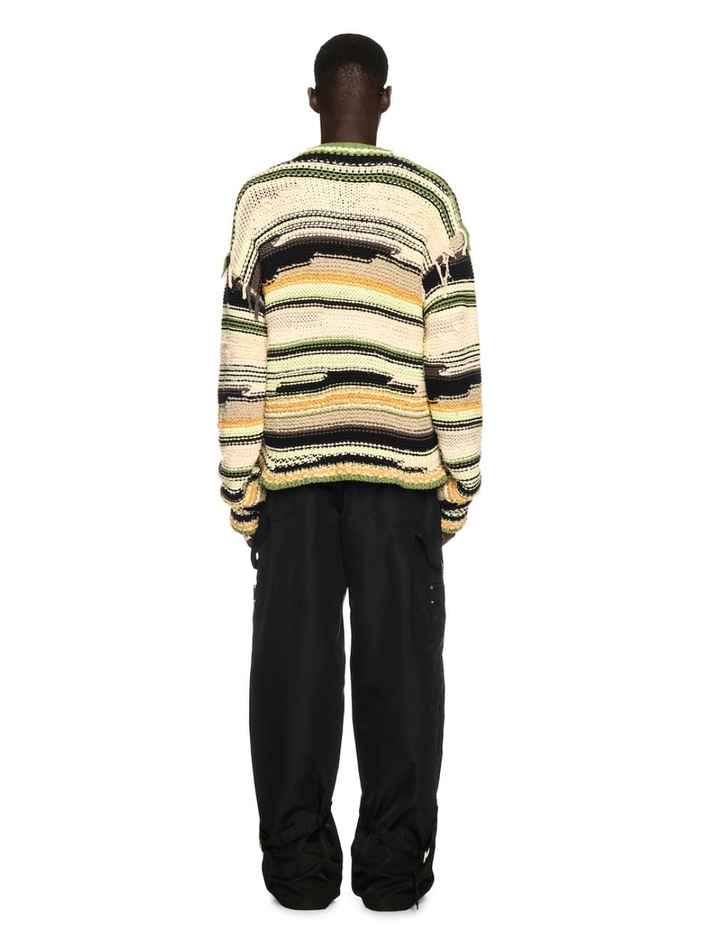 Green Premium Quality Striped Knit Cardigan - Image 10