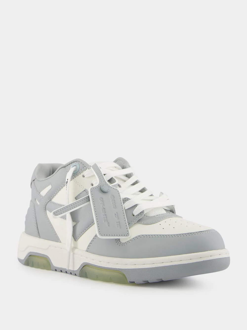 Grey Out Of Office Calf Leather Sneakers - Image 2