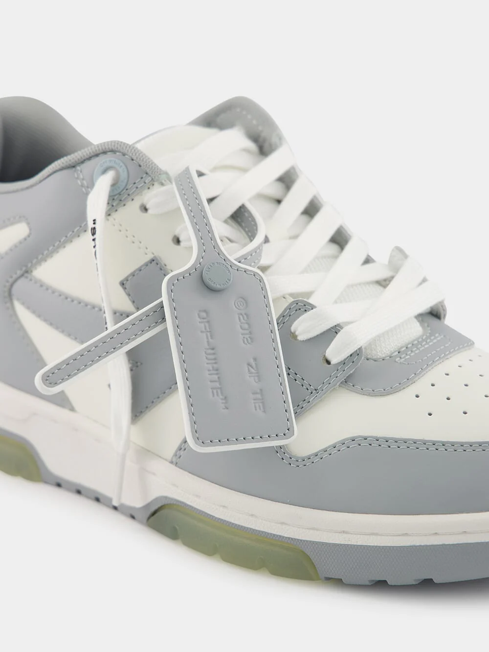 Grey Out Of Office Calf Leather Sneakers - Image 7