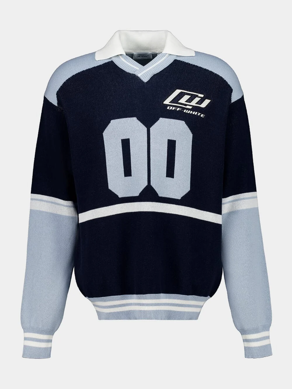 Navy and Light Blue Sporty Knit Polo