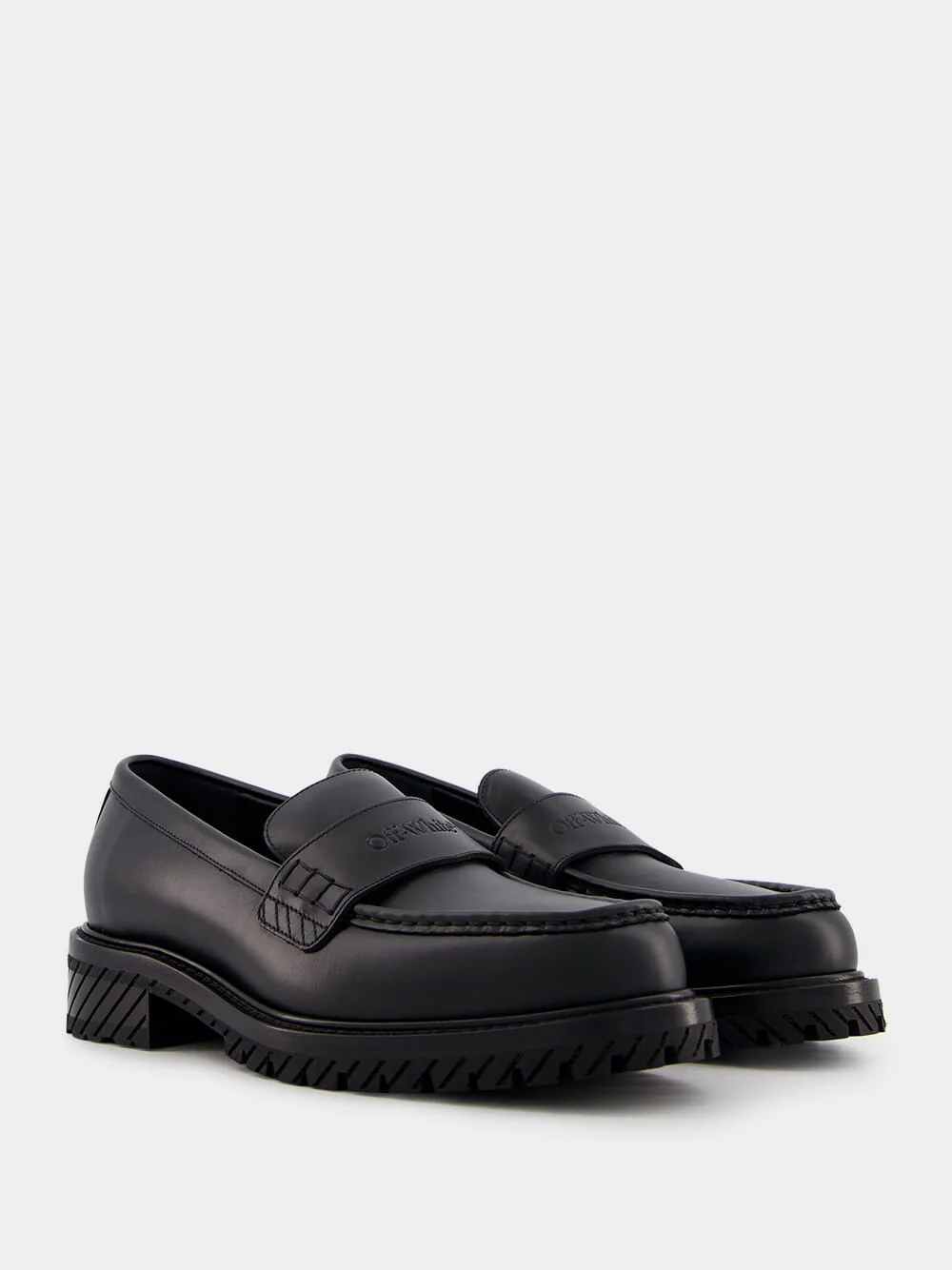 Leather Loafers with Debossed Logo - Image 3