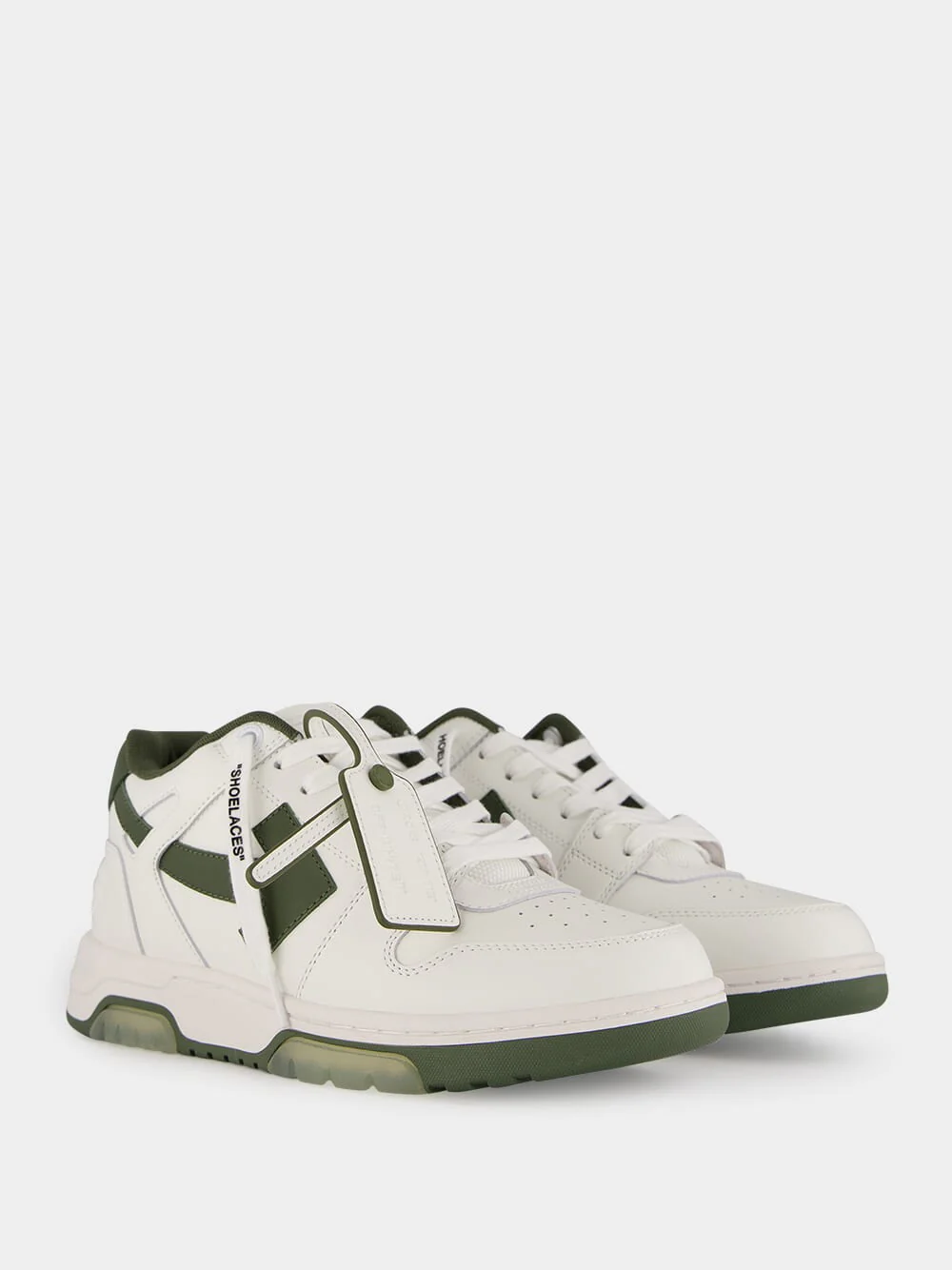 White and Olive Green Out Of Office Sneakers - Image 3
