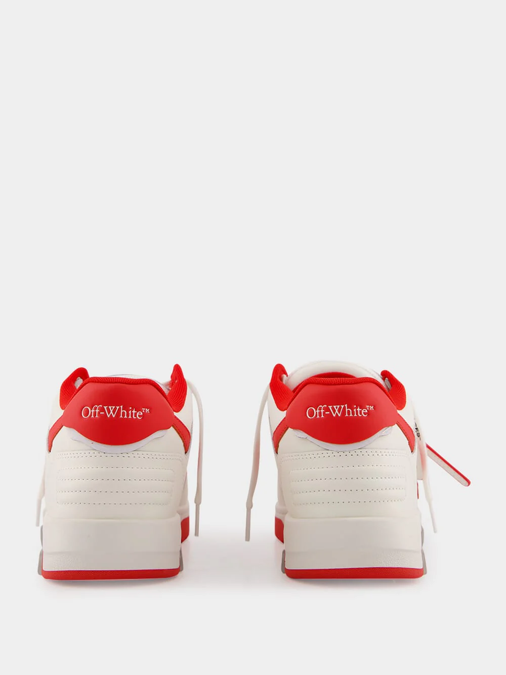 White and Red Out of Office "Ooo" Calf Leather Sneakers - Image 5