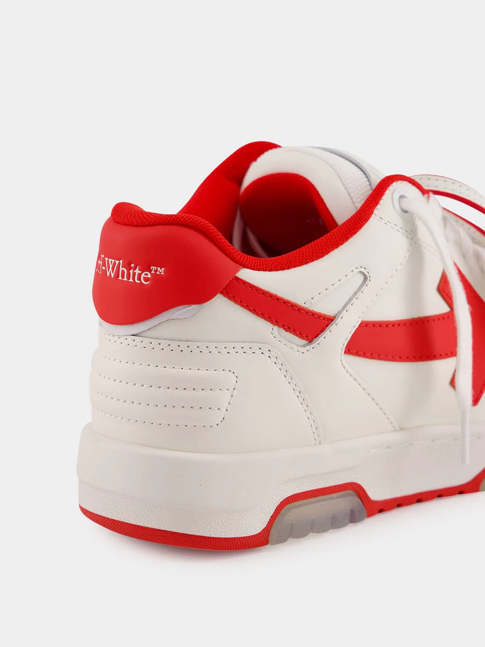White and Red Out of Office "Ooo" Calf Leather Sneakers - Image 6