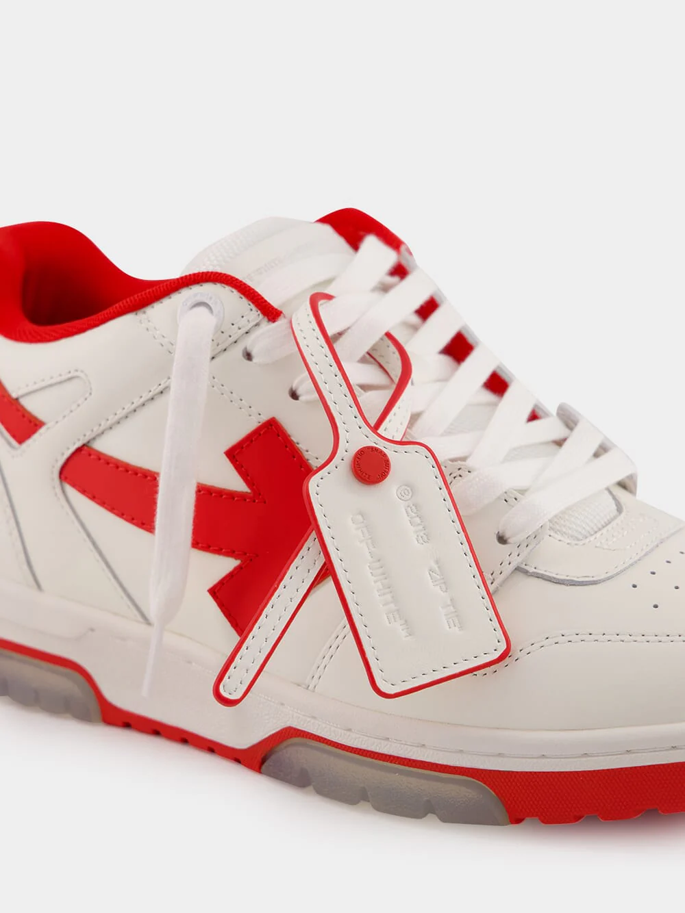White and Red Out of Office "Ooo" Calf Leather Sneakers - Image 7