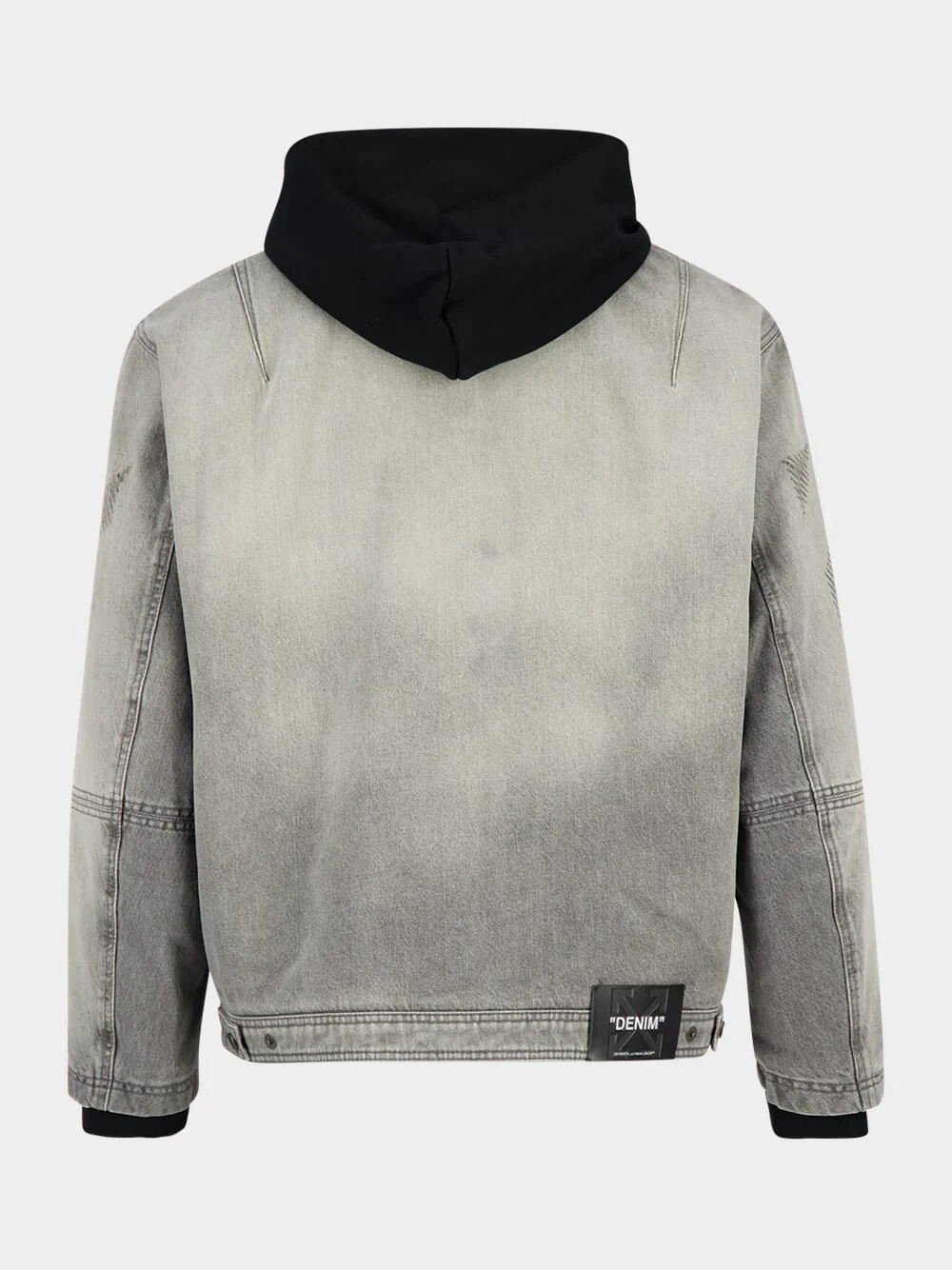 Sun-Faded Grey Aviator Fleece Denim Jacket - Image 2