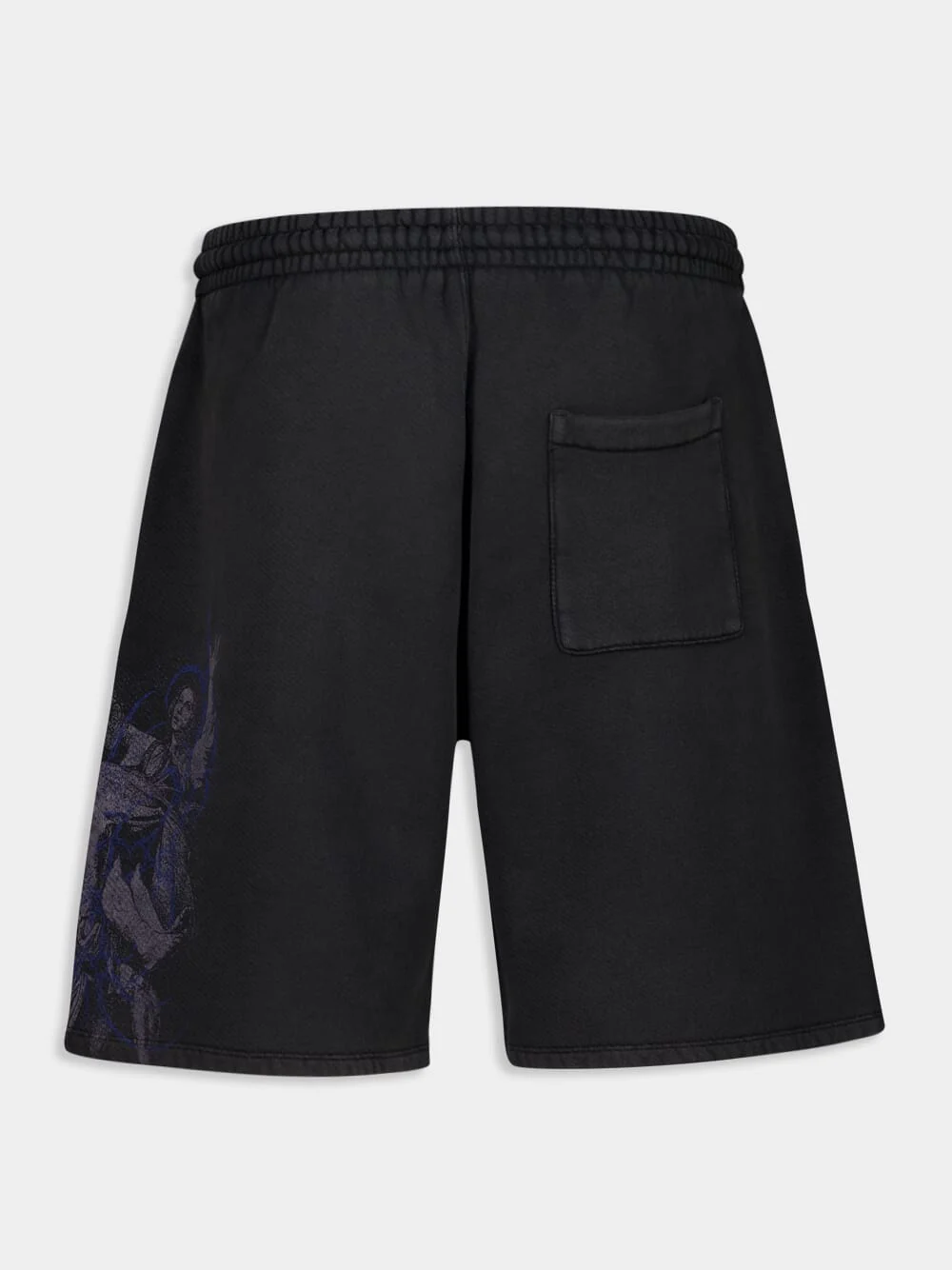 Vintage Black Faded Painting Cotton Sweatshorts - Image 2