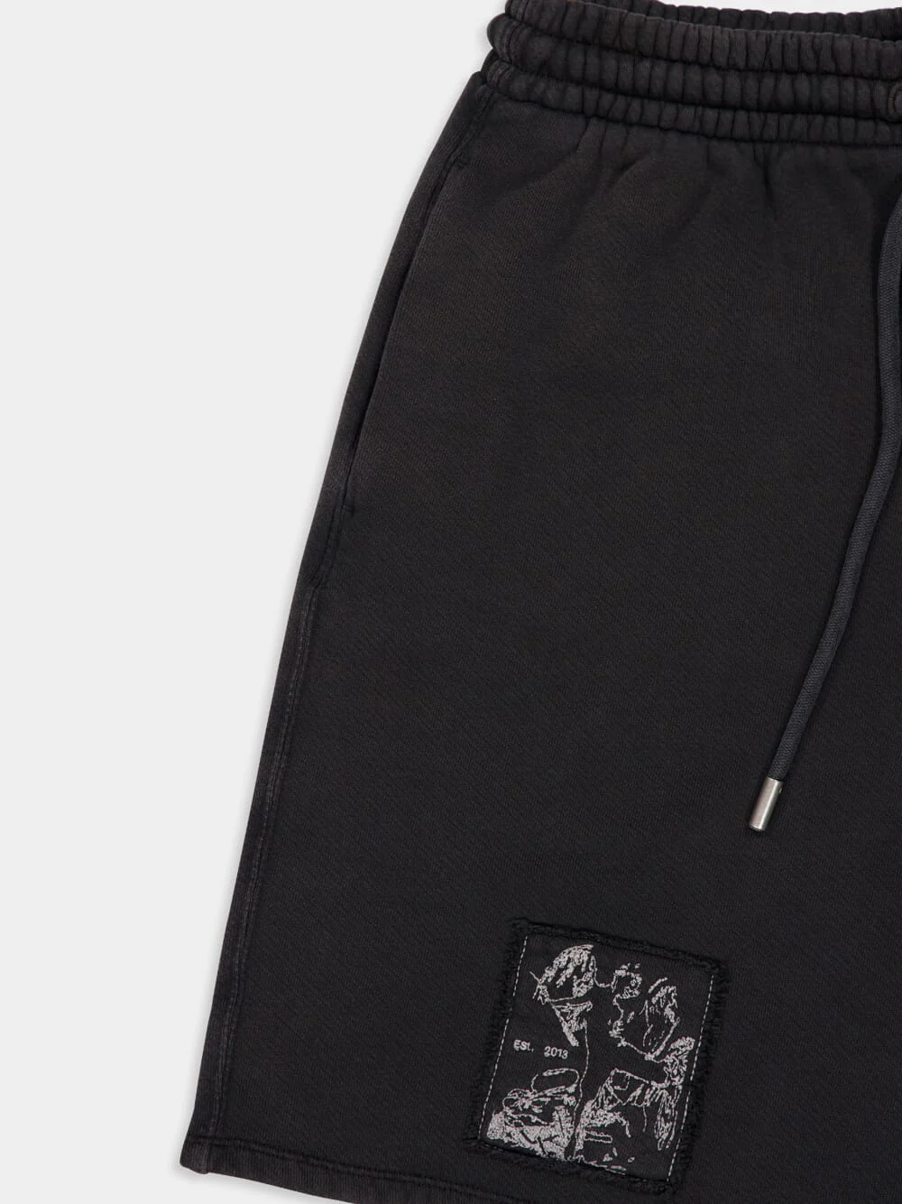 Vintage Black Faded Painting Cotton Sweatshorts - Image 4