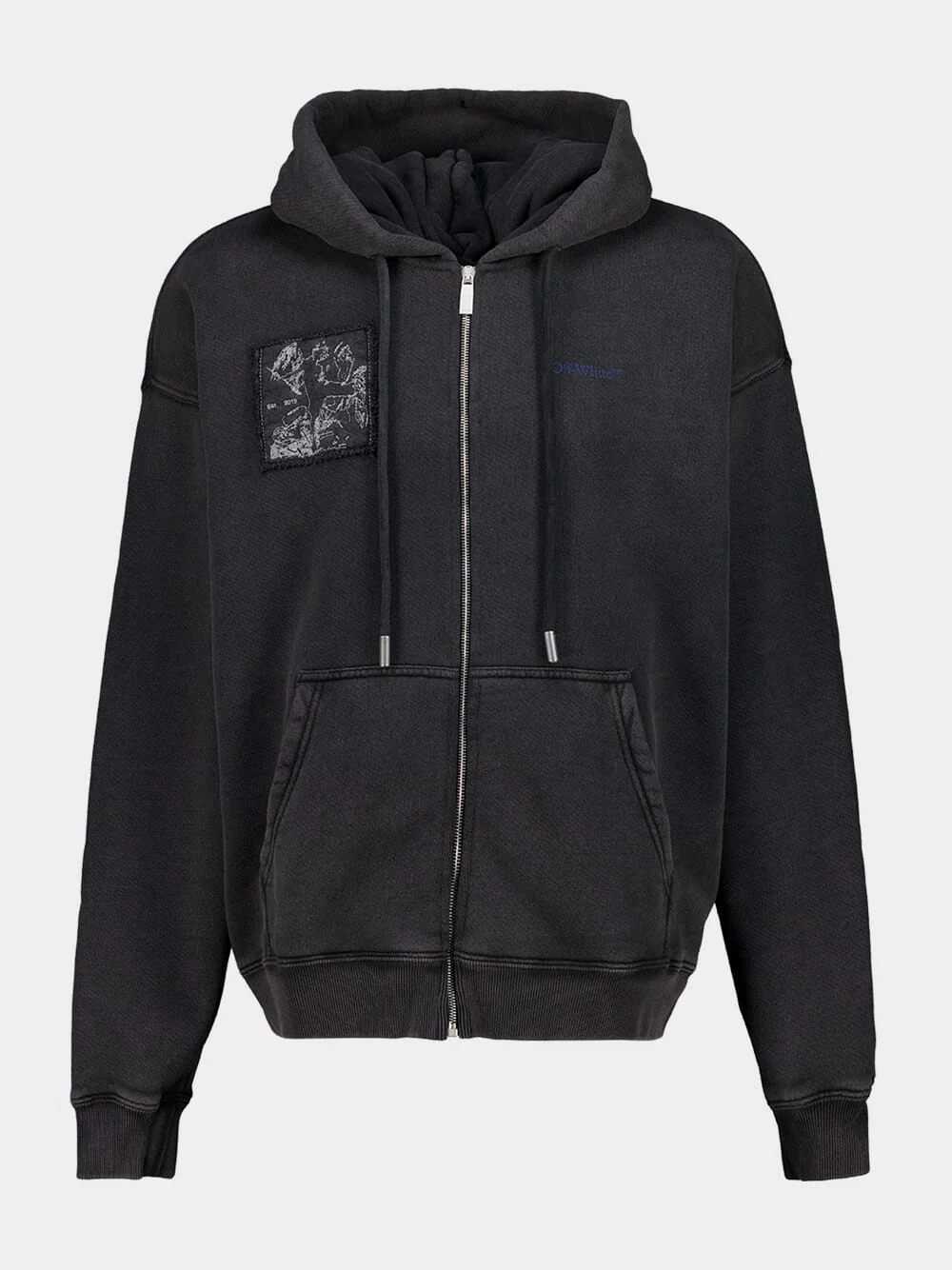 Vintage Black Faded Painting Zipped Sweatshirt