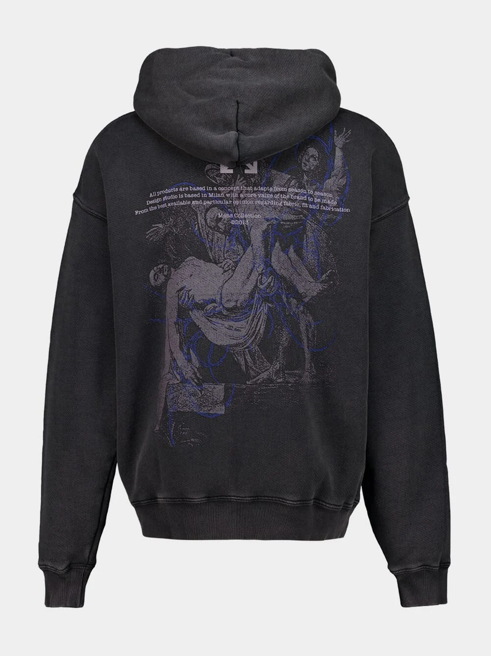 Vintage Black Faded Painting Zipped Sweatshirt - Image 2