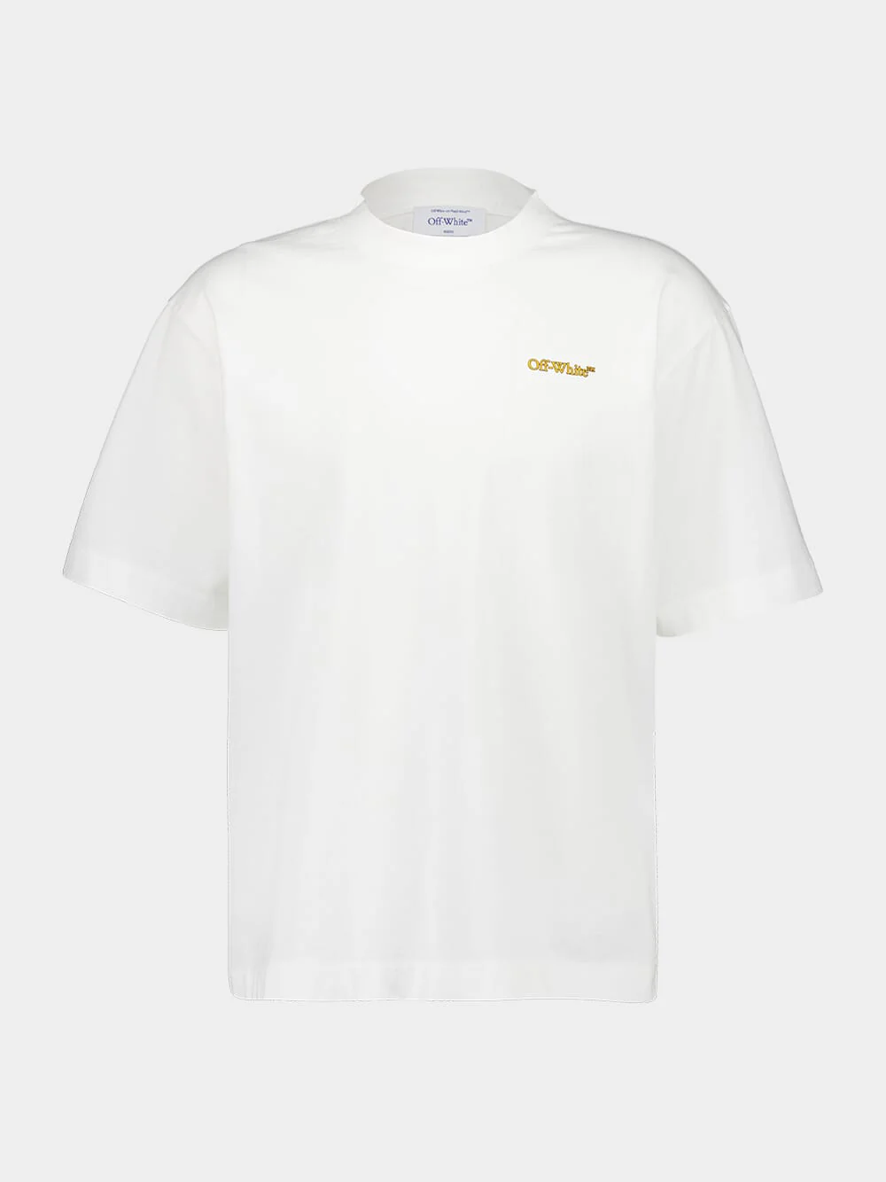 White and Citrus Tape Arrow Cotton T-Shirt