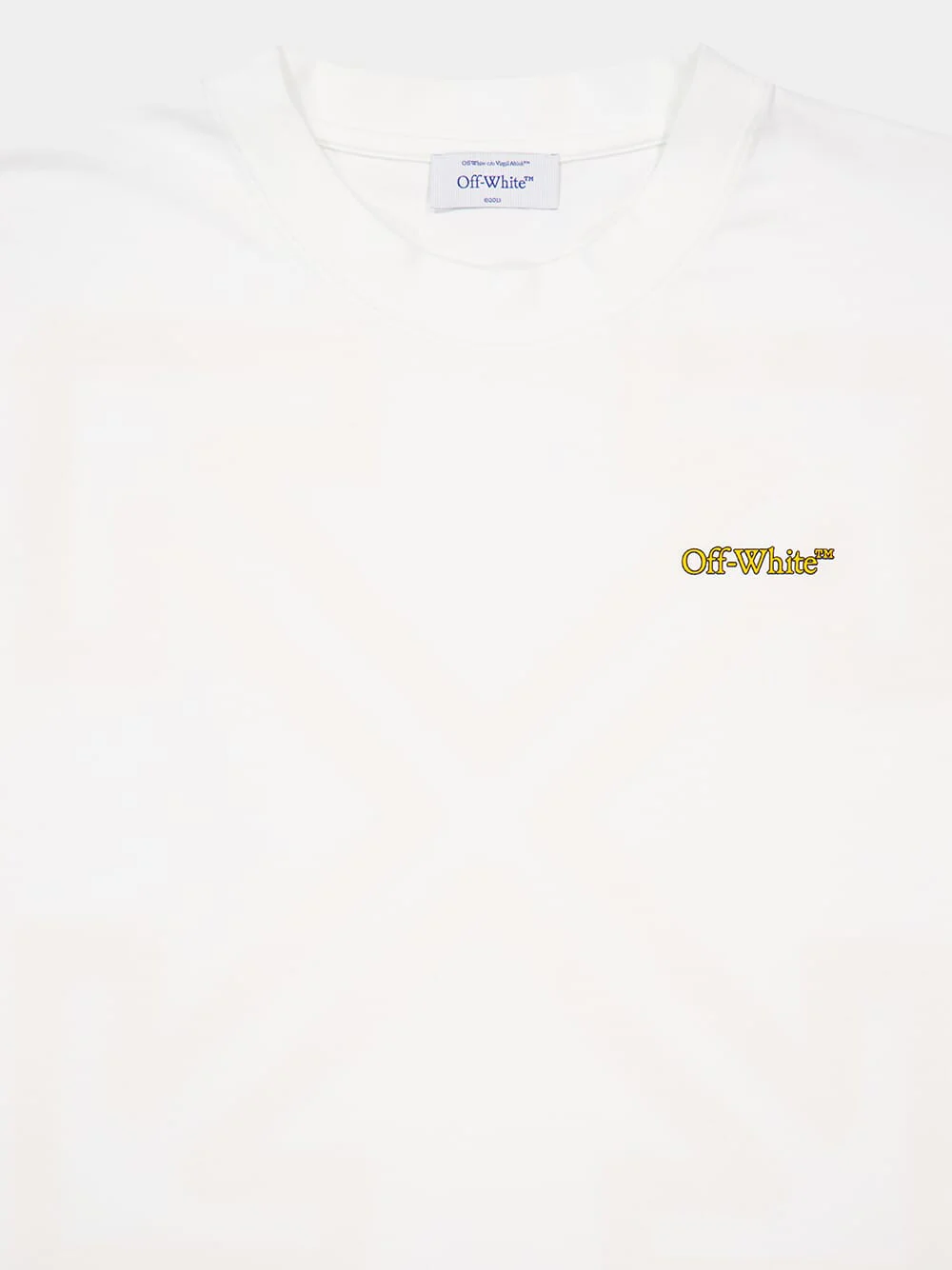 White and Citrus Tape Arrow Cotton T-Shirt - Image 3