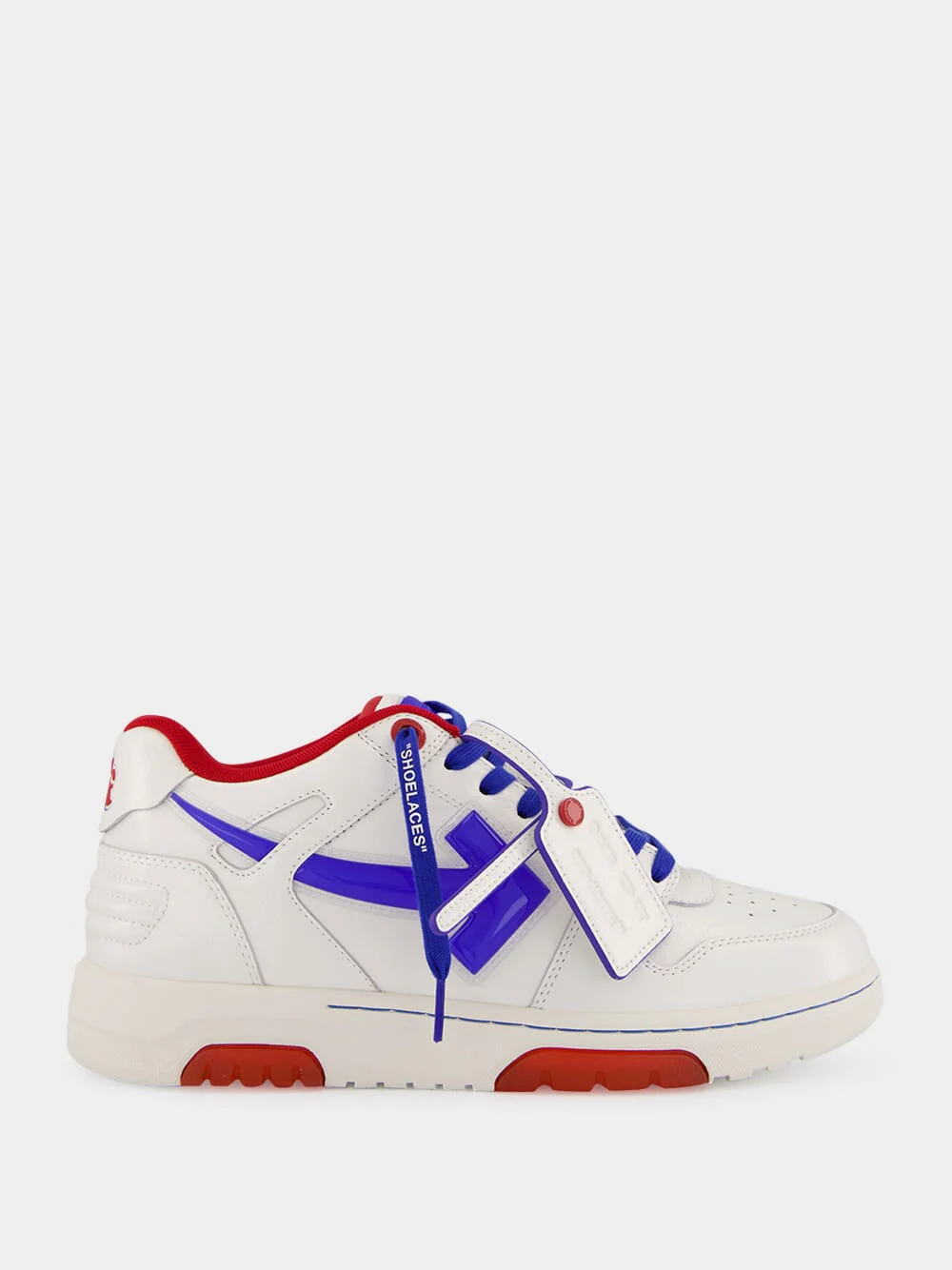 White and Cobalt Out of Office Leather Sneakers