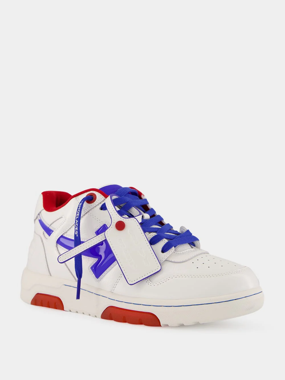 White and Cobalt Out of Office Leather Sneakers - Image 2
