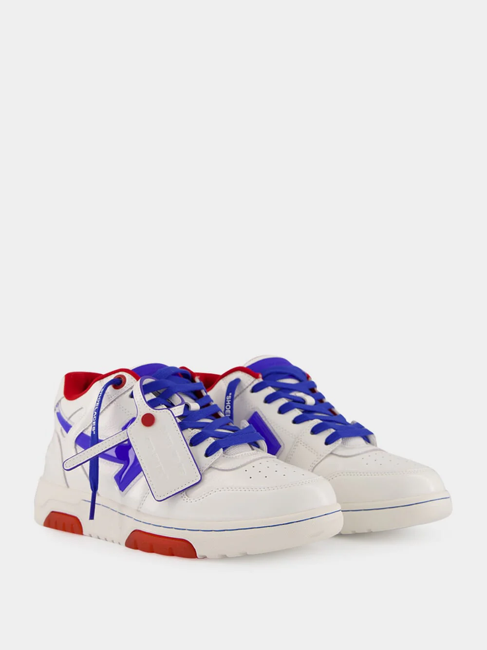 White and Cobalt Out of Office Leather Sneakers - Image 3